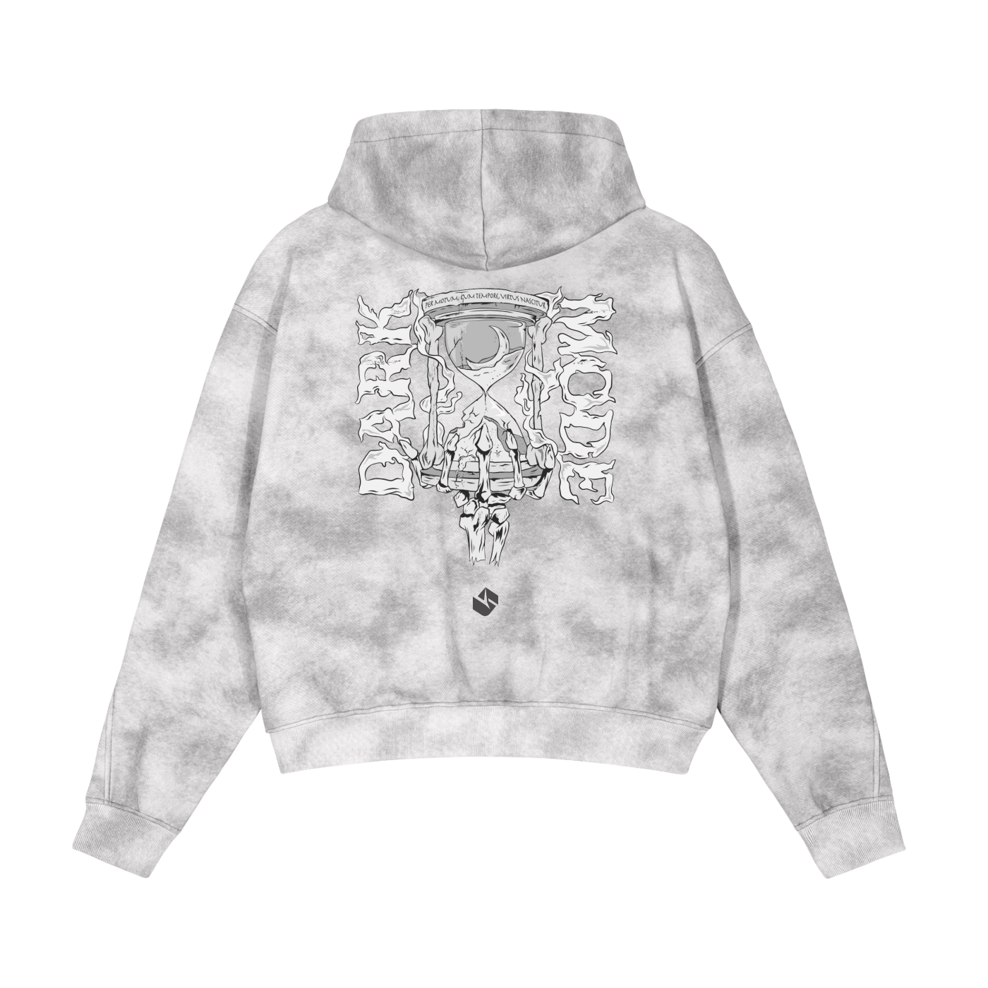 DARK MODE Dirty Washed Boxy Zip-up Fleece Hoodie