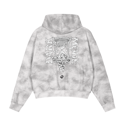 DARK MODE Dirty Washed Boxy Zip-up Fleece Hoodie