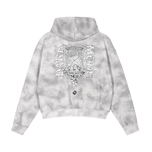 DARK MODE Dirty Washed Boxy Zip-up Fleece Hoodie