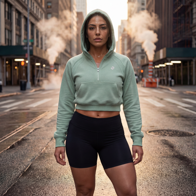 5AM Cropped Half-Zip Hoodie