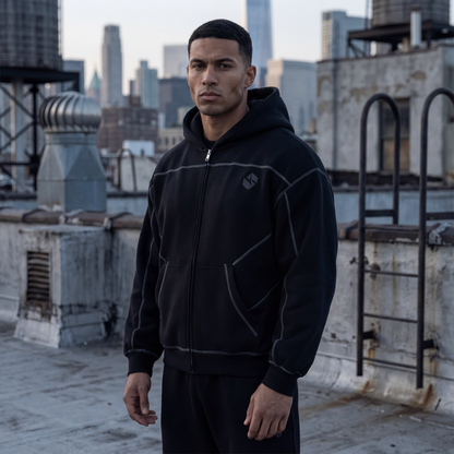5AM Contrast-Stitched Boxy Fleece Hoodie