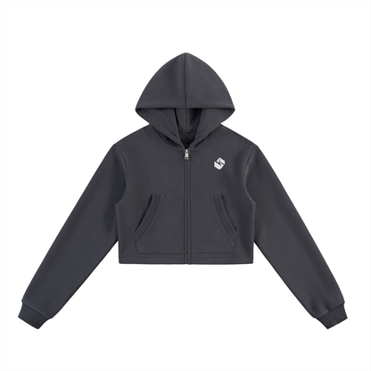 5AM Cropped Zip-Up Hoodie